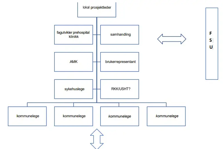 Diagram over lokal kurskomité og strukturen rundt