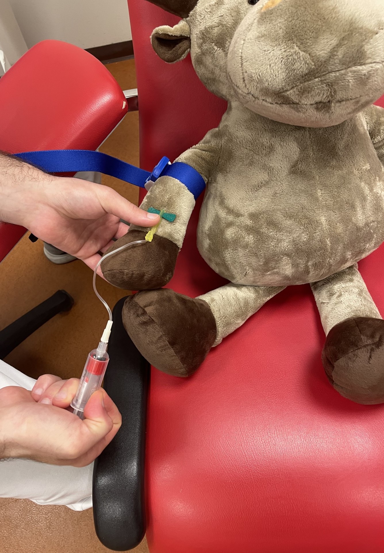 En person som tar blodprøve av Eik