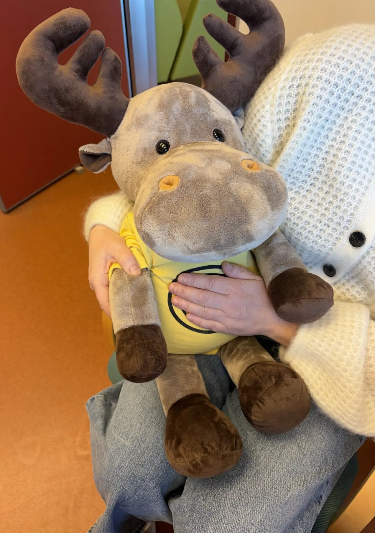 En person som holder et kosedyr