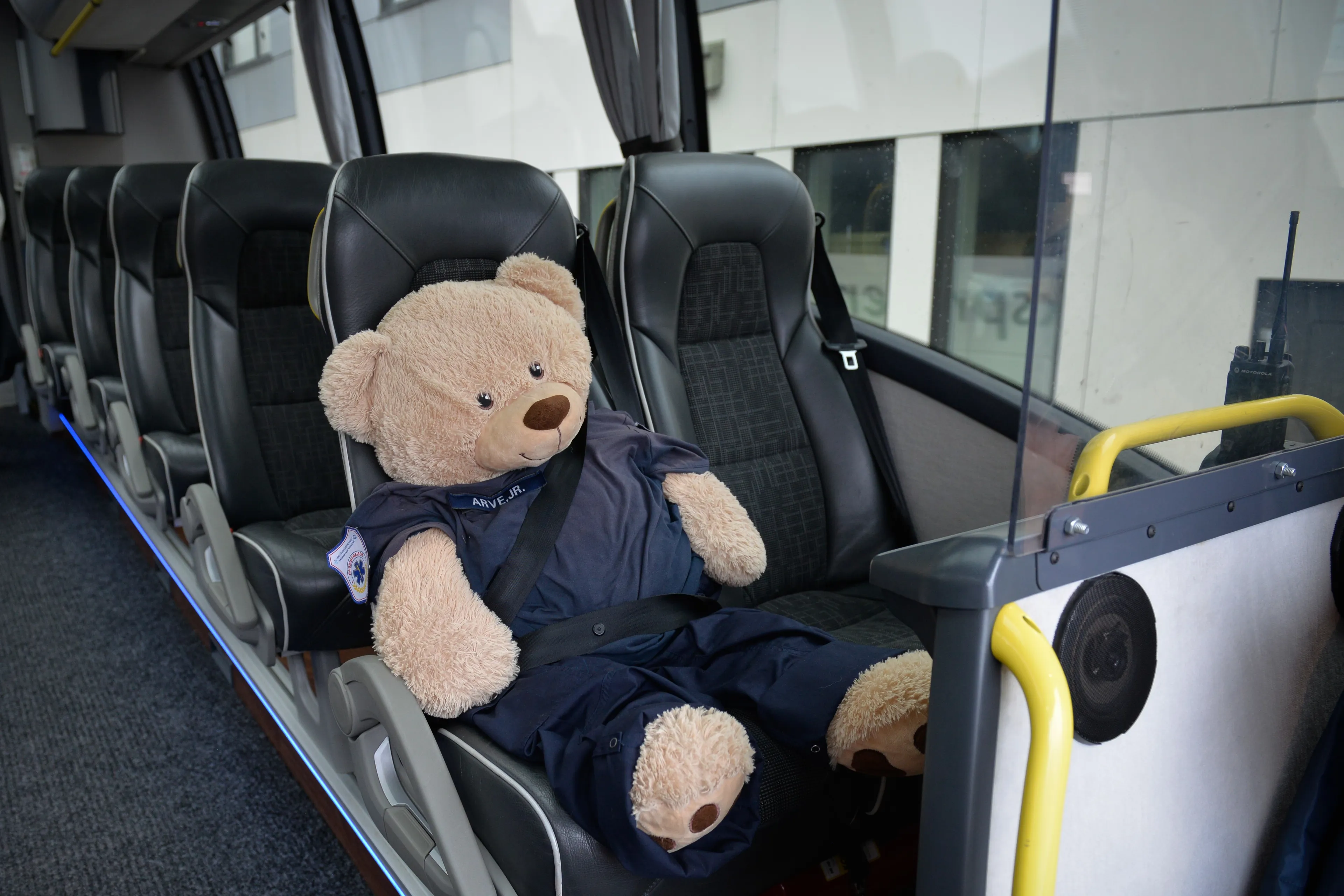 En bamse som sitter i en stol