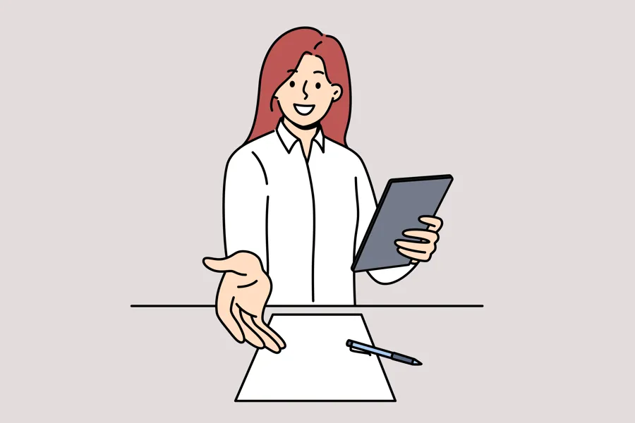 Illustrasjon av dame i legefrakk